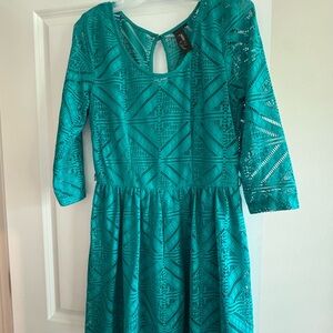 Elegant Teal Lace Juniors Dress Size 14